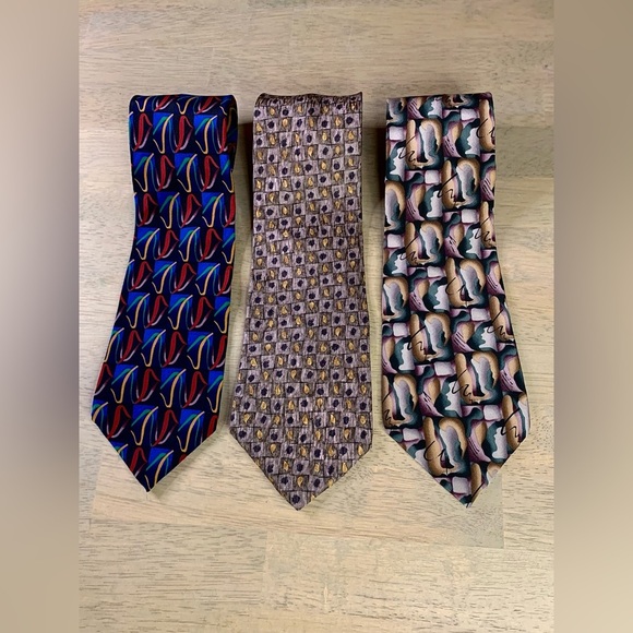 VTG 90s Cocktail Collection Silk Ties Lot 3 MARTINI‎ TEQUILA SCOTCH Art To Wear - Picture 1 of 14